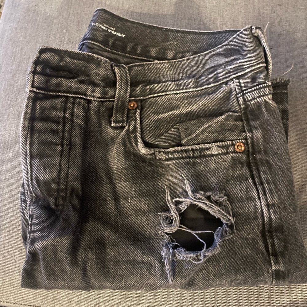 Old Navy High Rise Slouchy Straight Black Jeans
